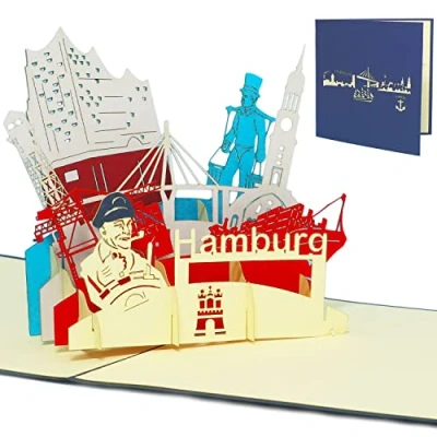 Imagen de Lin de tarjetas felicitación pop up 3d Ciudad Hamburgo, cumpleaños cupones Hamburgo