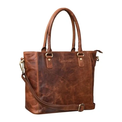 Imagen de STILORD &#039;Abigail&#039; Bolso de Oficina Señoras Cuero Shopper Mano Elegante Bandolera Business para Portátil 13,3 Pulgadas Piel Auténtica, Color:Kara Cognac