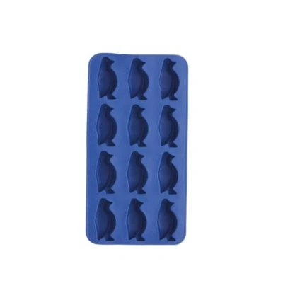 Imagen de BarCraft Cubitera de Hielo Silicona con Moldes en Forma Pingüino, Color Azul, 26 x 12 cm