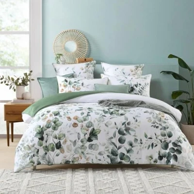 Imagen de Juego de Cama Verde Fundas Nordicas 105 Hoja Funda Edredón y 2 Almohada, Microfibra Suaves Ropa 3 Piezas Single 180x220cm
