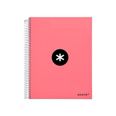 Imagen de Cuaderno espiral liderpapel a4 micro antartik tapa forrada 120h 100 gr liso 5 bandas 4 taladros color coral
