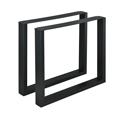 Imagen de [en.casa] 2 x Conjunto de Patas Mesa para Comedor Escritorio Armazón con protección Suelo Acero 80 72 cm Negro