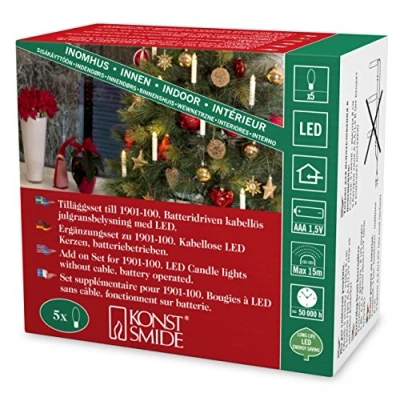 Imagen de Konstsmide Christmas Set de extensión velas árbol Navidad, 8cm 5 luces