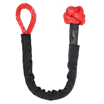 Imagen de Tiardey 1/2 &#039;X 22 Pulgadas (55000LBS) Cuerda de recuperación Carretera sintética con grillete Suave Resistencia a la Rotura para navegar SUV ATV Camión Jeep Rojo