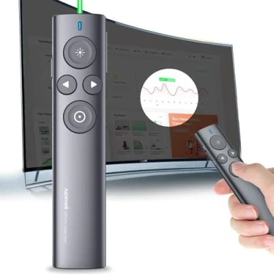 Imagen de NORWII N95s Pro Presentation Clidker with Digital Pointer for TV LED LCD Screen, Green Light Wireless Presenter Clicker Powerpoint Highlighting, 32G USB Disk 50M