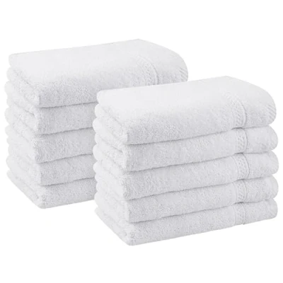 Imagen de Utopia Towels Premium Set de 10, Toallas para Invitados, 30 x 50 cm Cara y Manos con Gancho, bidé Altamente absorbentes, 100% Algodón (Blanco)