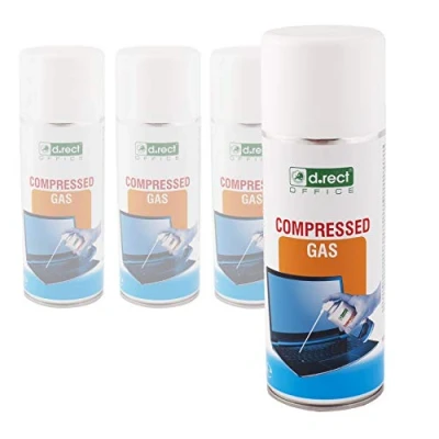 Imagen de D.RECT 4X 400 ml Aire comprimido, Spray Limpiador, Compresor de Aire, para Limpieza Teclado, Ordenador, cámara, teléfono móvil (800085)