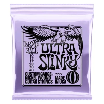 Imagen de Ernie Ball Ultra Slinky Cuerdas para guitarra eléctrica, entorchado de níquel, calibre 10 48