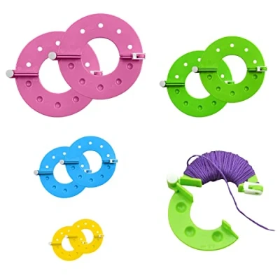 Imagen de 8 Piezas Máquina De Pompón, Herramientas Fabricación Pompones, Tejer Pompones Hechos A Mano Bricolaje, 4 Tamaños (3.5/5.5/7 Y 9 Cm) (Color aleatorio)