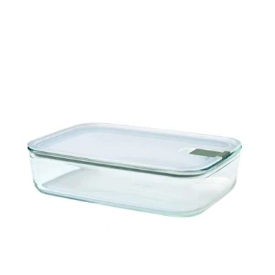 Imagen de Mepal Táper de cristal EasyClip Tarros con tapa y cierre clic Apto para el microondas, horno congelador Hermético a prueba derrames 2250 ml Nordic sage
