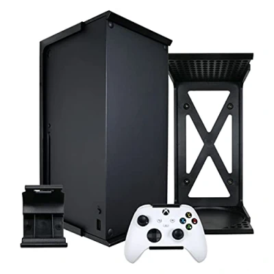 Imagen de Q View Soporte de pared para Xbox Series X, con clip y controlador pared, diseño exclusivo fabricado en Reino Unido (negro)