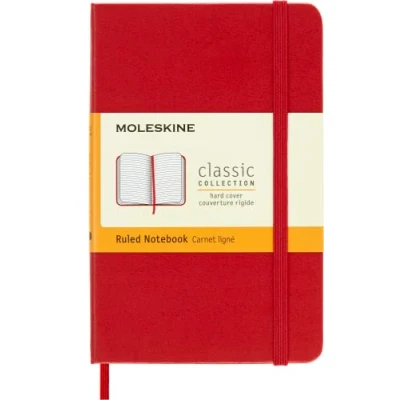Imagen de Moleskine Cuaderno Clásico con Hojas Rayadas, Tapa Dura y Cierre Elástico, Color Rojo Escarlata, Tamaño Pequeño 9 x 14 cm, 192