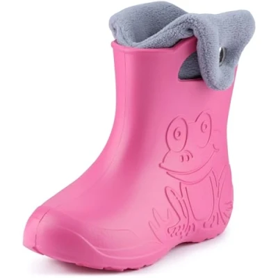 Imagen de Ladeheid Botas de Agua para niños en EVA Unisexo lluvia forradas Zapatos Infantiles Calzado invierno impermeable Rainboots LA CA 04 (Rosado/Gris, 26/27 EU)