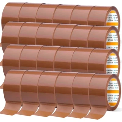 Imagen de m office Cinta Adhesiva, Adhesiva Marrón de Embalar, Rollo para Embalaje Cajas, Envíos, Mudanzas y Manualidades, Precinto Seguro Resistente, (24 unds, 48mmx66m)