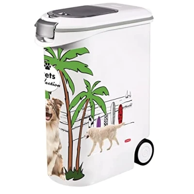 Imagen de Curver contenedor de croquetas para perros (20 kg/54 L, gran almacenamiento hermético antiolores, comida perros, con ruedas, 28 x 49 61 cm)