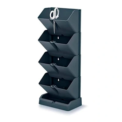 Imagen de Macetero vertical Prosperplast Mini Cascade de plastico en color antracita 19,5 (largo) x 11,4 (ancho) 47,5 (alto) cm con tijeras jardin