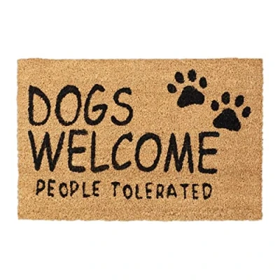 Imagen de Relaxdays Felpudo Entrada Casa Perros, Alfombrilla Puerta, Coco y Goma, 60x40 cm, Tapete Welcome, Marrón Natural