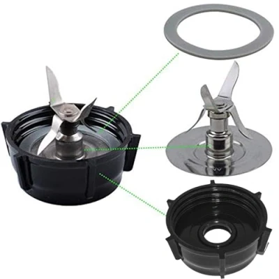 Imagen de Poweka Piezas de Repuesto Compatible con Oster Osterizer Licuadora, Cuchilla 4 Puntas 4961 Base Tapa Inferior y Junta Sellado