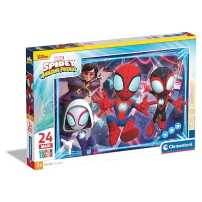 Imagen de Clementoni Marvel Spidey and His Amazing Friends Supercolor Puzzle Infantil De 24 Maxi Piezas, para Niños 3 5 Años, Desarrolla La Concentraciòn Mentàl Y Logica, 28527, Multicolor