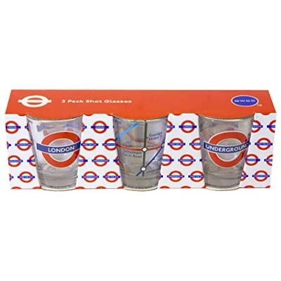 Imagen de TFL Underground Juego de 3 Vasos chupito, diseño Mapa Londres