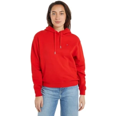 Imagen de Tommy Hilfiger Sudadera Mujer Flag On Chest con Capucha, Rojo (Fierce Red), L