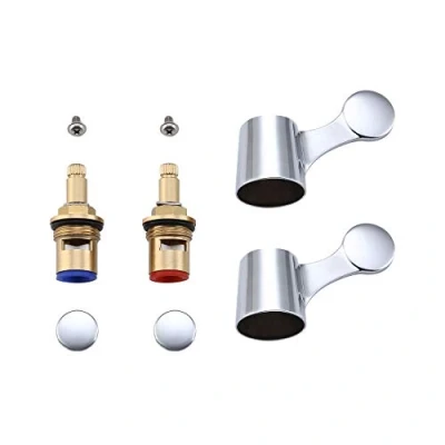 Imagen de KES 2Pcs Grifo Valvula de Cobre Cartucho Disco con Par Cabezales Palanca Calientes y Fríos Cabezal Ceramico Reemplazo Cromado, PCH200A3 CH