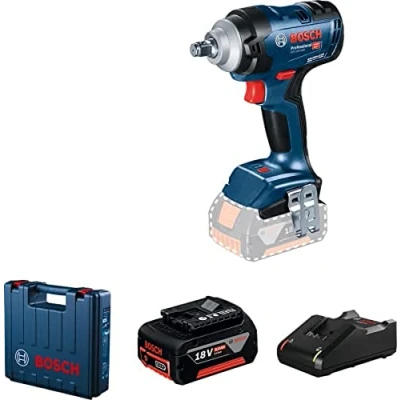 Imagen de Bosch Professional Sistema 18V: Destornillador de percusión inalámbrico GDS 18V 400 (2GBA 5.0Ah, cargador rápido GAL 40, maleta)