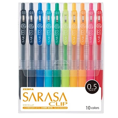 Imagen de Zebra Bolígrafo de gel Sarasa Clip 0.5 10 colores JJ15 10CA