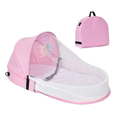 Imagen de PUNELE cuna de viaje para bebé, portátil, bolso cambiador, 2 en 1, plegable, bebé con mosquitera, bebés