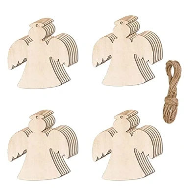 Imagen de 20 bolas de madera para decoración Navidad, rodajas natural, adornos Navidad pintables, colgantes manualidades, árbol