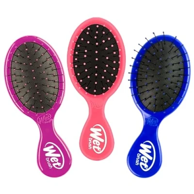 Imagen de Wet Brush paquete múltiple de cepillo desenredante pelo con cerdas suaves IntelliFlex, perfecto para hombres, mujeres y niños, mini viaje, 3 (rosa,
