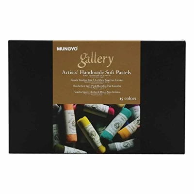 Imagen de Mungyo MPHM 15 Gallery Artists&#039; Handmade Soft Pastels, set de lápices colores pastel hechos a mano calidad artística, consistencia blanda