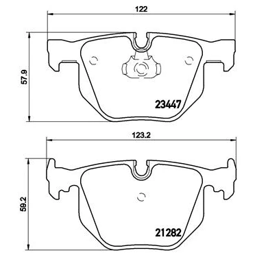 Imagen de BREMBO P 06 029 Juego de pastillas freno preparado para indicador desgaste con clip émbolo sin accesorios BMW: 7