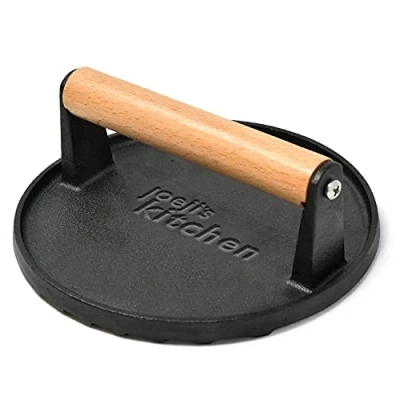 Imagen de Joeji&#039;s Kitchen Prensa Hamburguesas de Hierro Fundido Antiadherente, Molde Hamburguesa alta resistencia con mango madera Cool Touch, para Hacer Marcas perfectas y Platos Más Saludables