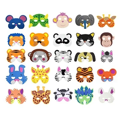 Imagen de Cosoro 25 máscaras de animales espuma EVA para bolsas fiesta, baile máscaras, fiestas cumpleaños, Navidad, Halloween