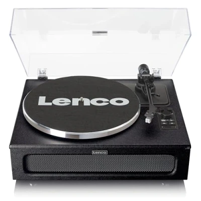 Imagen de Lenco LS 430 Tocadiscos Bluetooth altavoces integrados 40 vatios RMS transmisión por correa control de tono preamplificador salida RCA y entrada AUX 3,5 mm negro