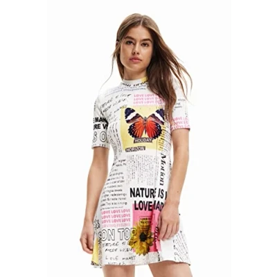Imagen de Desigual Vest_Newspaper 1000 Vestido, Blanco, M Mujeres