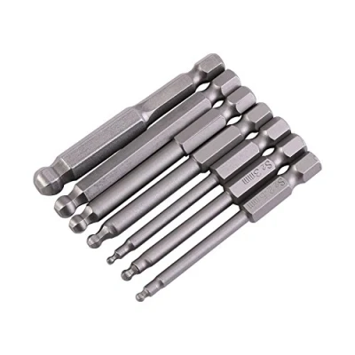 Imagen de 7 piezas 1/4 pulgadas vástago hexagonal 2/2,5/3/4/5/6 / 8mm juego de puntas destornillador cabeza bola llave Allen magnética punta 65mm longitud