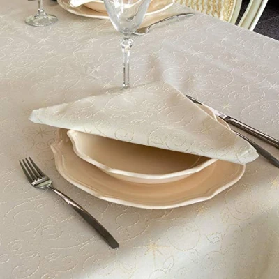 Imagen de servilletas de estrellas Navidad, tratamiento antimanchas, color beige (6 18 x (45 45 cm)