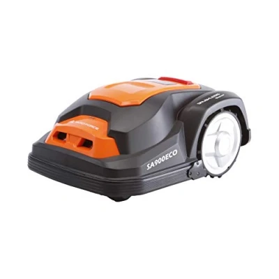 Imagen de Yard Force Robot cortacésped SA900ECO, apto para céspedes de hasta 900 m2, función corte bordes, sensor lluvia y motor sin escobillas, 28 V, negro/naranja