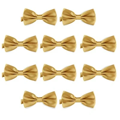 Imagen de DonDon Set de 10 Pajarita para hombre 12 x 6 cm ajustable y lista usar Oro
