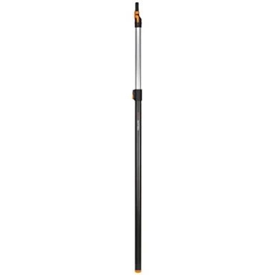 Imagen de Fiskars Mango telescópico para cabezales de herramientas QuikFit, longitud 1,4 2,4 m, aluminio, negro/naranja, 1000666
