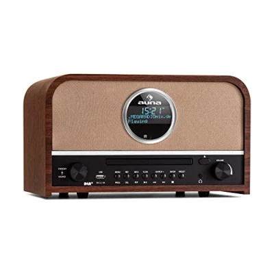 Imagen de Auna Radio Portatil Pequeña Dab, Digital Dab/Dab+ FM+AUX Altavoz Estéreo, Radios Bluetooth, Pantalla LCD y Mando, Transistores Digital, CD Casa, MP3 Streaming, Bateria Recargable