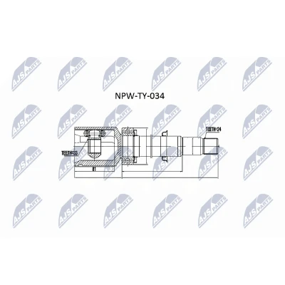 Imagen de NTY NPW TY 034 Junta Homocinética Eje delantero, izquierda, lado de rueda TOYOTA: Avensis II Berlina, Verso, Hatchback
