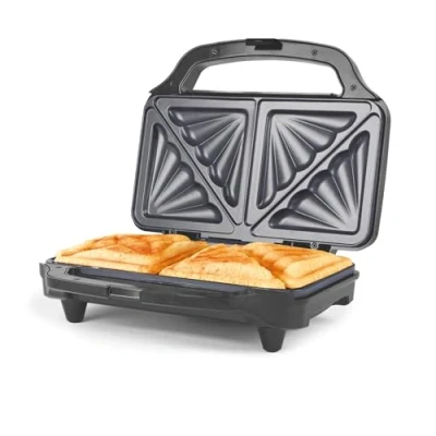Imagen de Salter tostadora de sandwiches antiadherente, llenado profundo, cocine 2 sándwiches tostados juntos, 4 rebanadas, control automático temperatura, 900 W, EK2017TFVDE