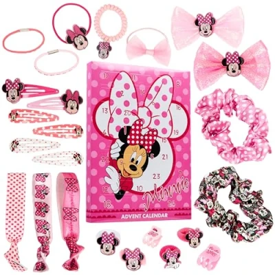 Imagen de Disney Minnie Mouse Calendario de Adviento 2024 para Niñas, con Accesorios el Cabello (Rosa)