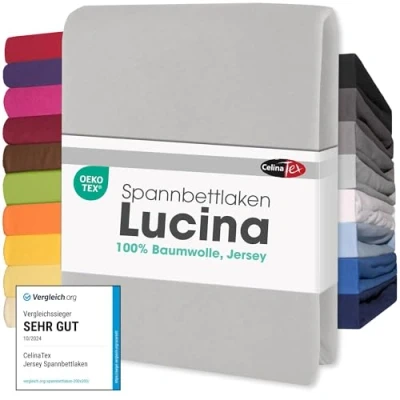 Imagen de CelinaTex Lucina Sábanas Ajustables algodón 2er Set 140x200 160x200 cm Gris Plateado