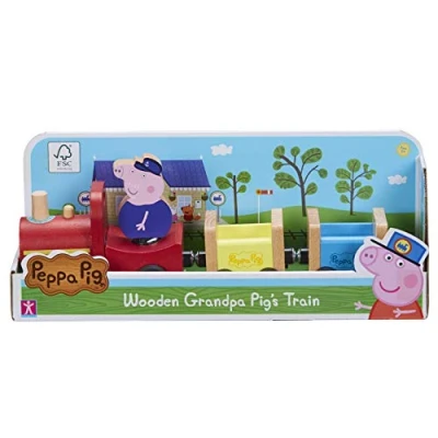 Imagen de Peppa Pig Wooden Grandpa Pigs Train, push along vehicle, imaginative play, preschool toys, fsc certified, sustainable gift for 2 5 years old