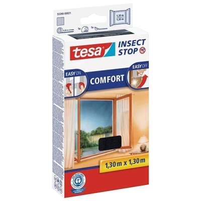 Imagen de tesa Insect Stop Malla Mosquitera COMFORT para Ventanas Autoadhesiva con Cierre de Gancho y Bucle Tela Antimosquitos Gris Antracita, 130 cm x