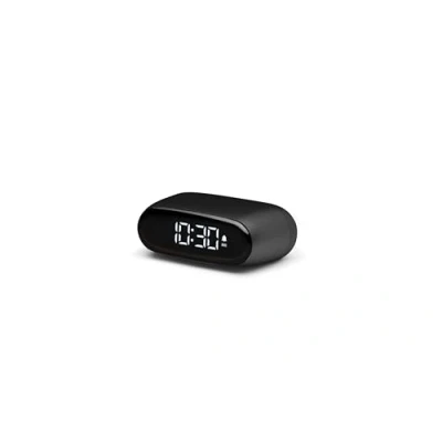 Imagen de Lexon MINUT Mini Despertador compacto con pantalla VA LCD Pure Black, control táctil, función Snooze y retroiluminación, batería recargable, acabado de aluminio Negro